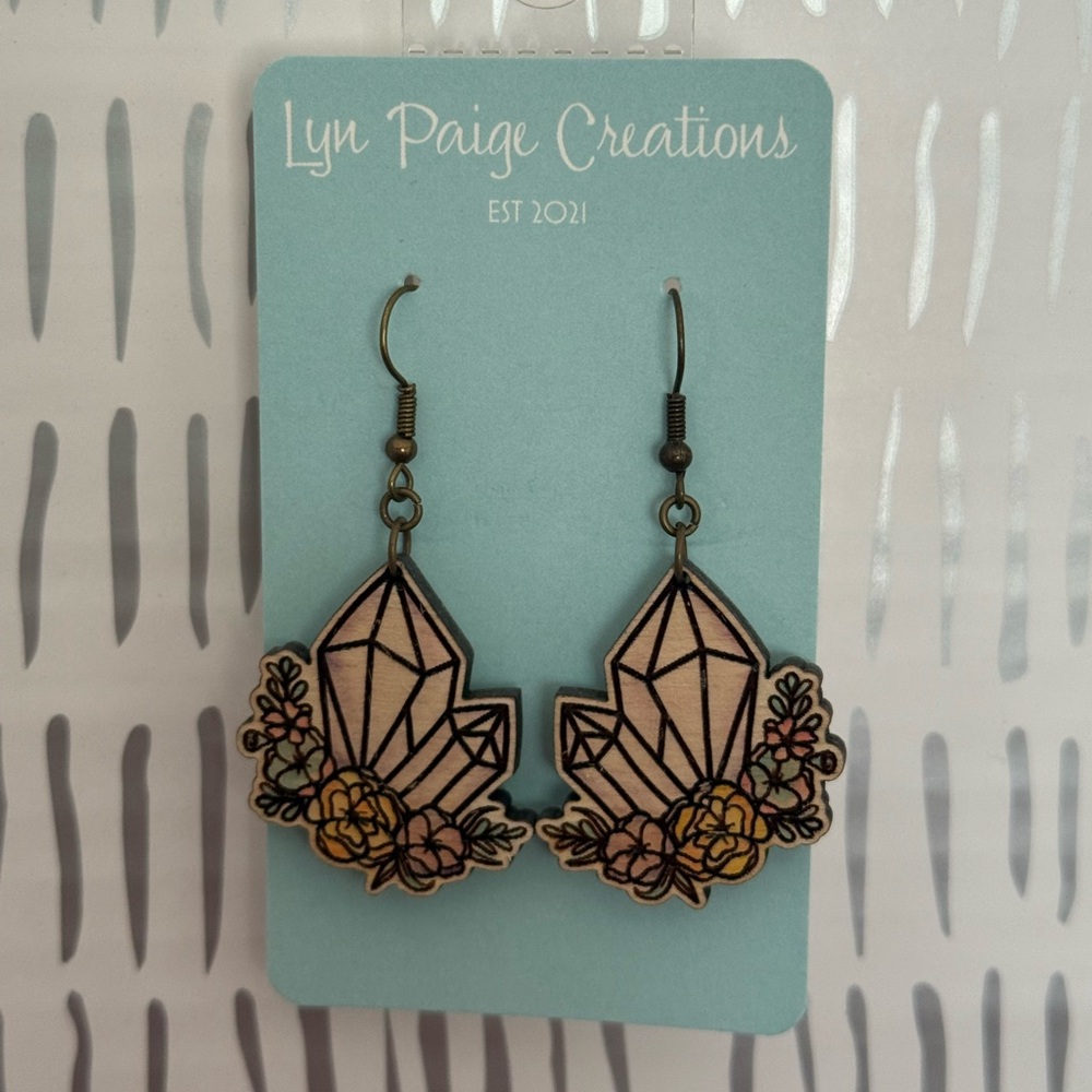 Crystal Earrings with Floral Design